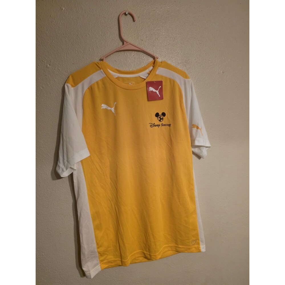 New Puma Disney World Soccer Shirt Mens L Yellow W Tags